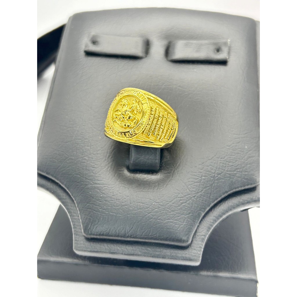 Anel De Oração De Banda De São Jorge Banhado A Ouro Em Aço Inoxidável em Oferta na Shopee