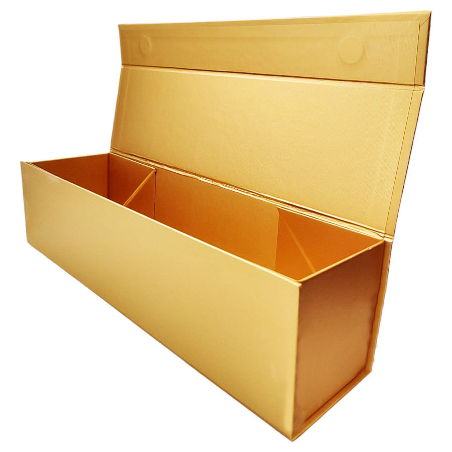 Caixa de Papel Rígido para Garrafa Retangular com Imã Dourada - 33x8,5cm - 1 unidade - Cromus - Rizzo