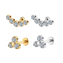 Piercing Minibarbell Aço Cirúrgico PVD Strass / Helix, Flat, Conch, Tragus, Lóbulo e Outros Piercing Orelha