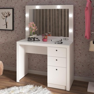 Penteadeira Camarim 90x41cm 6 Soquetes 3 Gavetas Branca em Oferta na Shopee