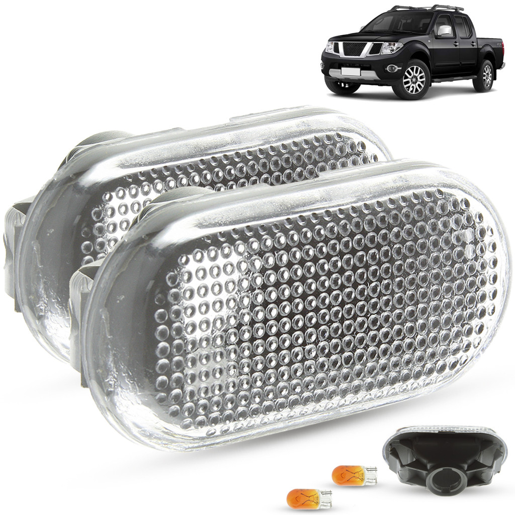Par de Lanterna Pisca Seta Lateral + Lâmpada Nissan Frontier 2008 2009 2010 2011 2012 2013 2014 2015 2016
