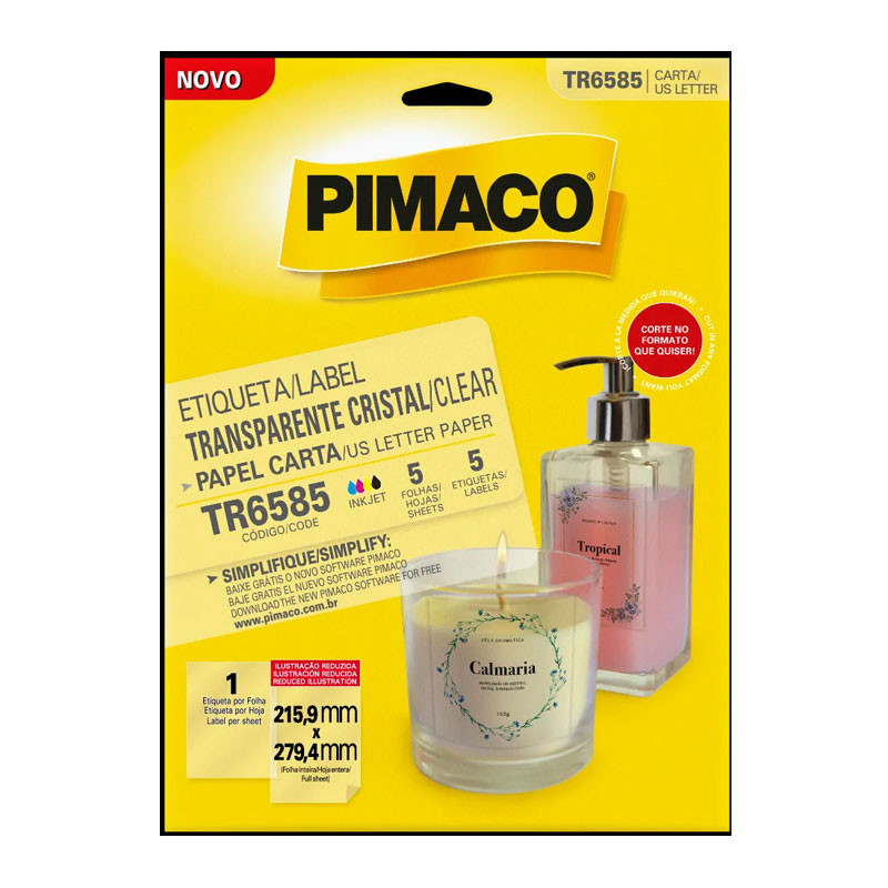 Etiqueta Transparente TR6585 com 5 unidades Pimaco em Oferta na Shopee