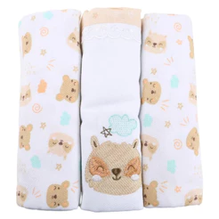 Kit Cueiro Baby Gijo Rolinho Bordado Urso - 03 Peças