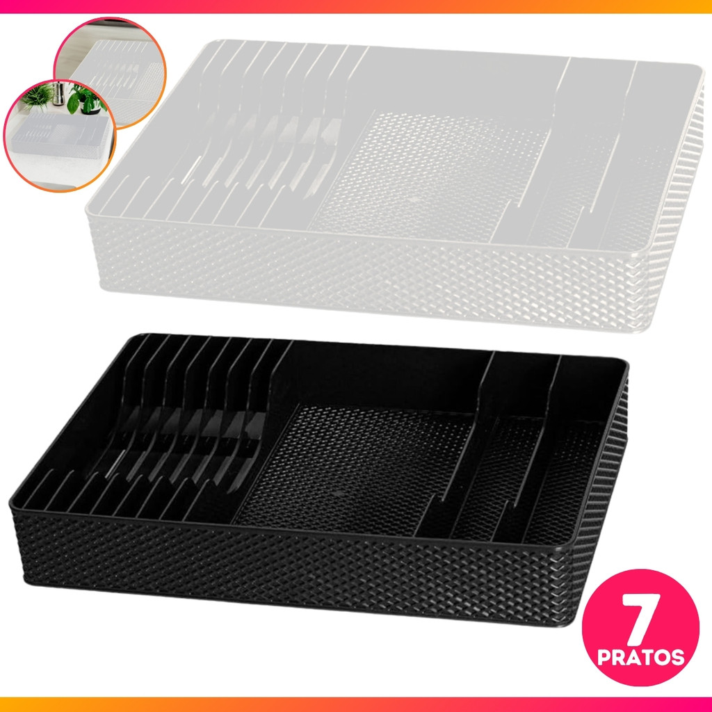Escorredor De Louças Escorredor De Pratos Plástico Para Cozinha 40,5 x 28,6 x 6,5 Cm