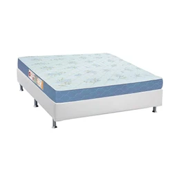 Conjunto Box Casal: Colchão Espuma Castor D45 Sleep Max + Base CRC Courano White(138x188)