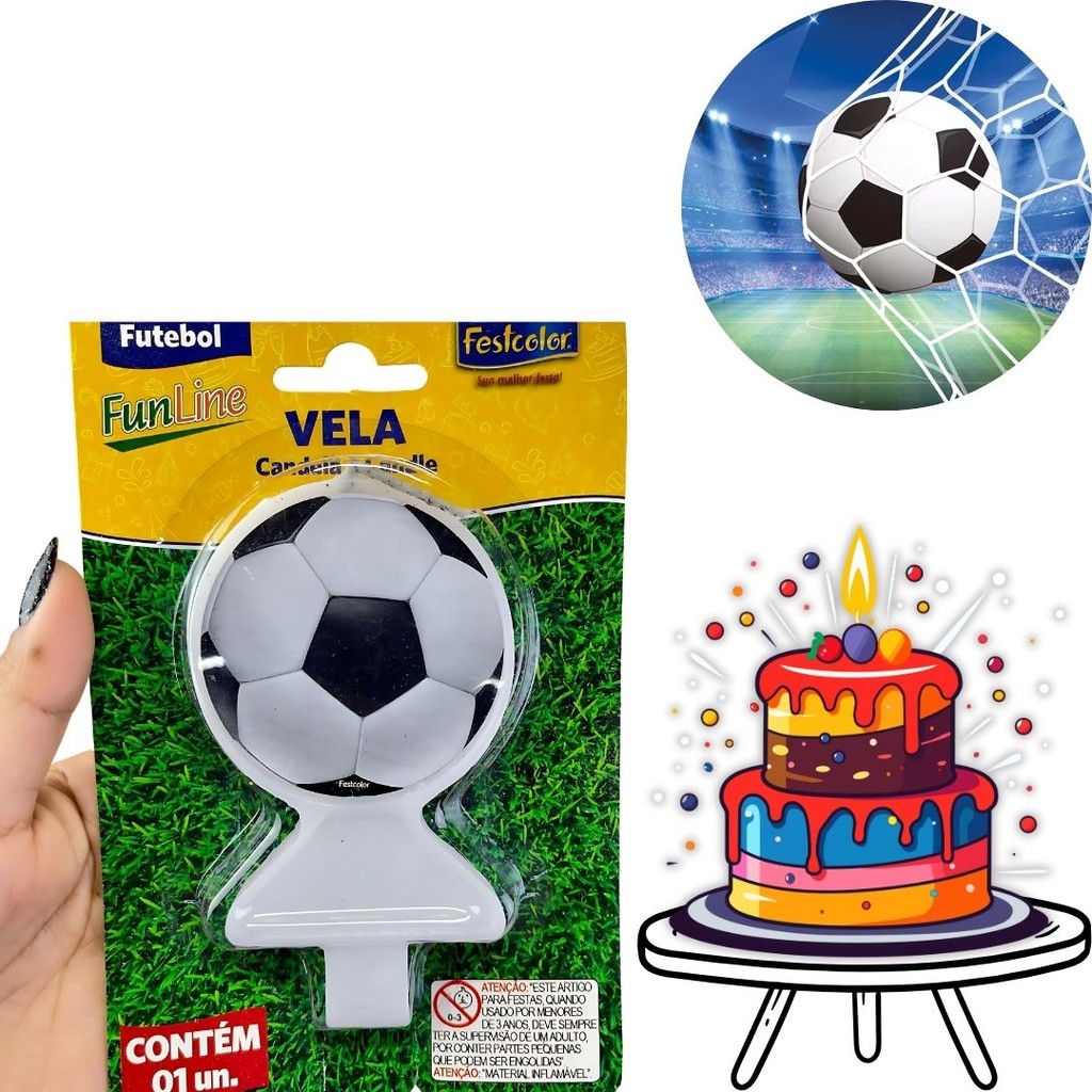 VELA DE ANIVERSÁRIO TEMÁTICA FUTEBOL - FESTCOLOR em Oferta na Shopee