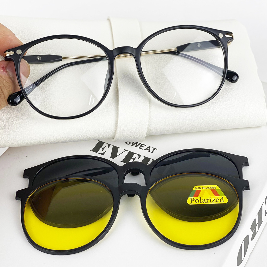 Armação De Óculos Feminino Com Lentes Clipon Polarizada/Night Drive em Oferta na Shopee