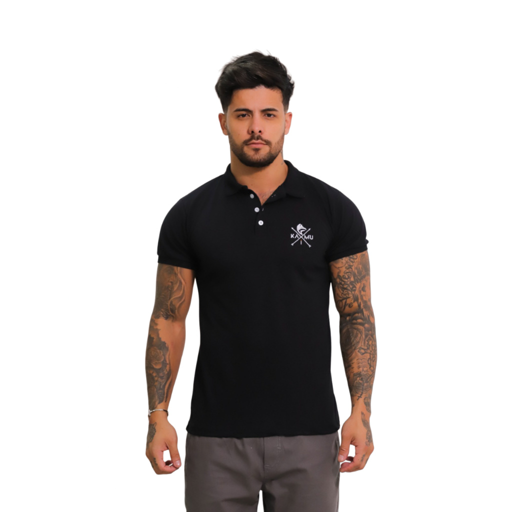 Camisa Gola Polo Malha Piquet Masculina Linha Premium Preta Envio Imediato