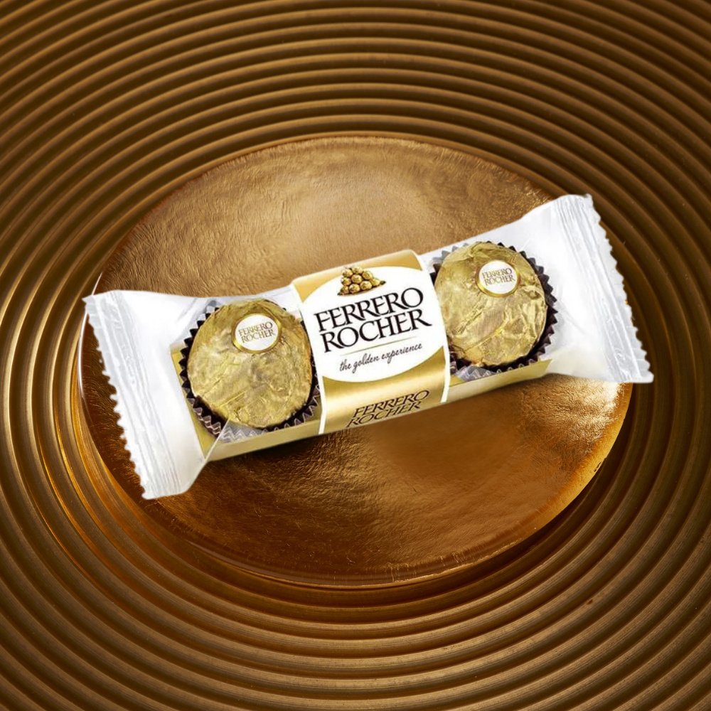 Bombom Ferrero Rocher 3 Un Chocolate Ao Leite Avelã Inteira Pacote 37,5g T3 Wafer Crocante Recheio Cremoso Lembrancinha