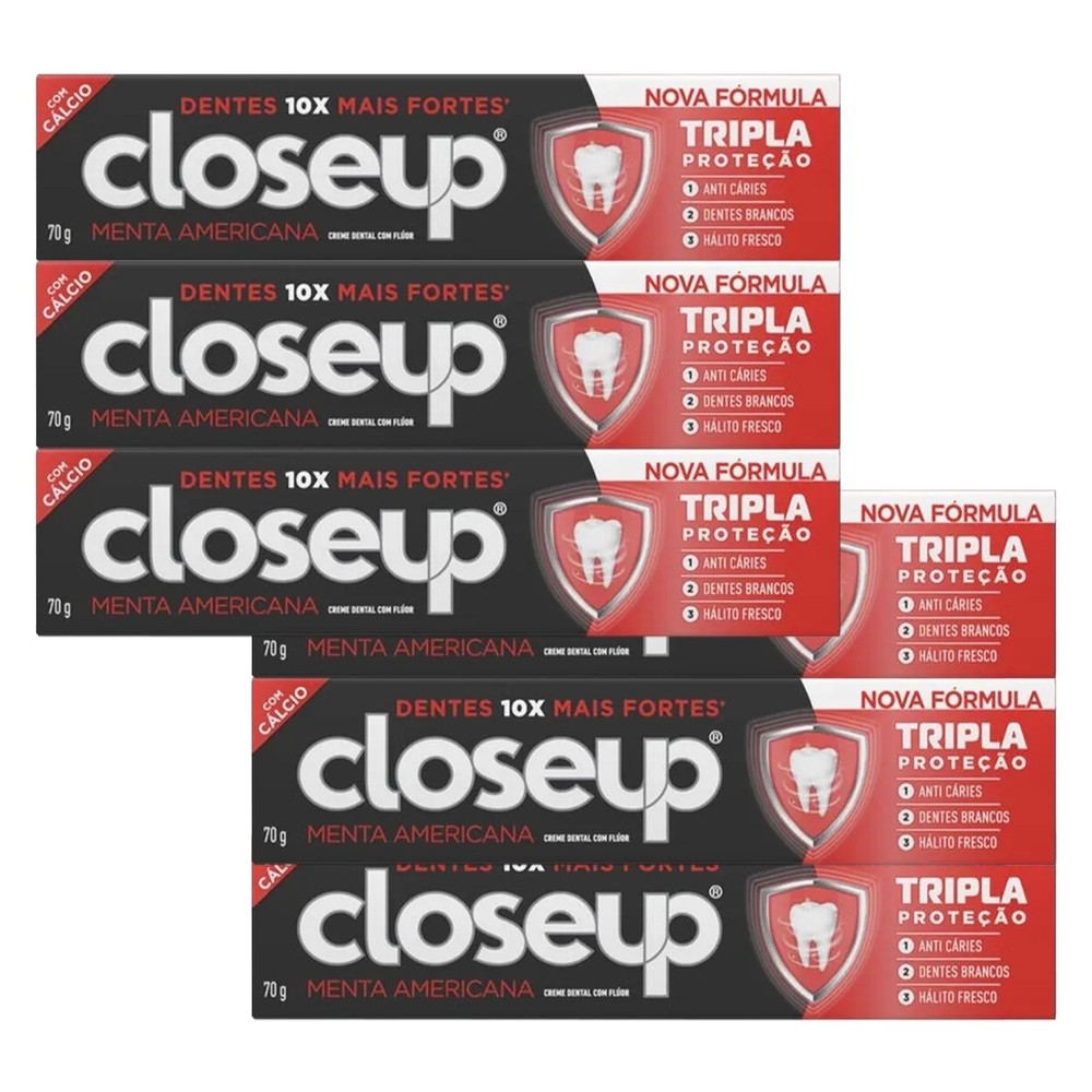 Kit 6 und Creme Dental Close Up Triple Menta Americana 70g em Oferta na Shopee