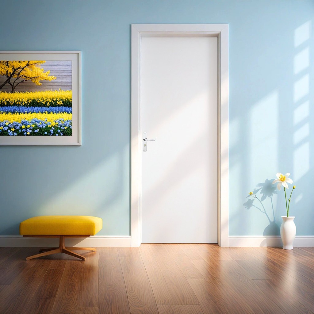 Kit Porta de Madeira Lisa 215x75cm com Batente de Aço 06cm Açomad MGM Abertura Direita Branco Branco