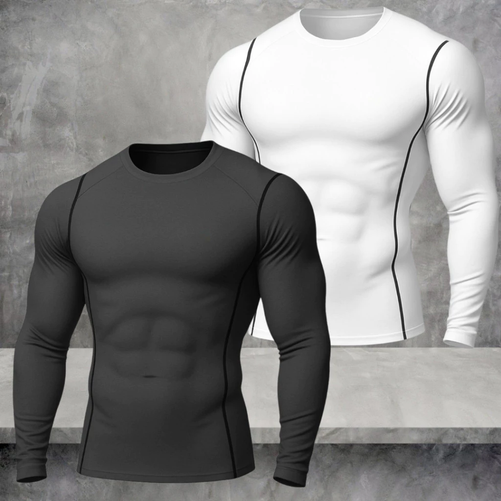 Camisa de Compressão Manga Longa Comprida Masculina Esportiva Térmica para Frio — imagem 1