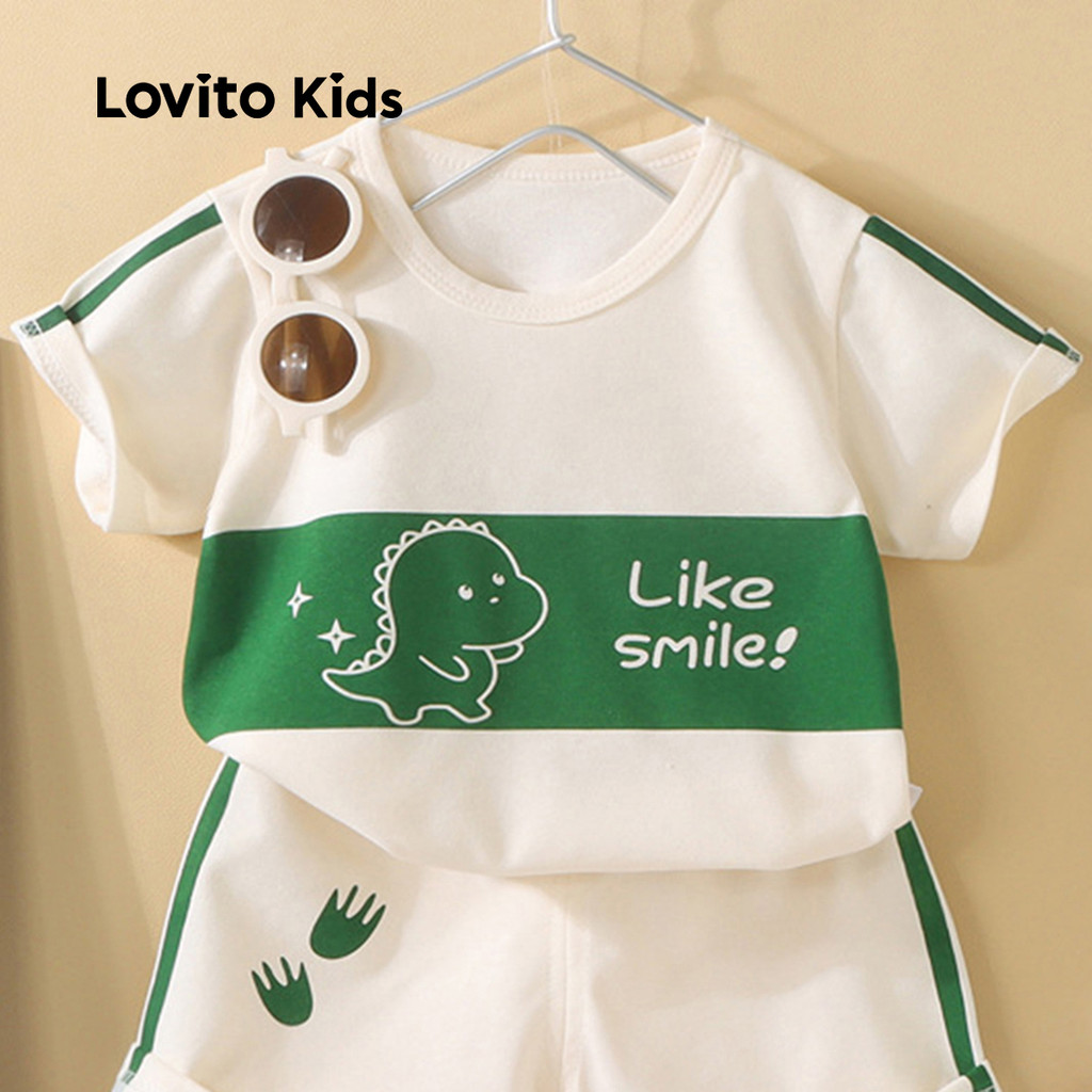 Detalhes do Lovito Conjunto De Shorts Infantis Casuais Textura Delicada Todas As Estações Menino LNL106049
