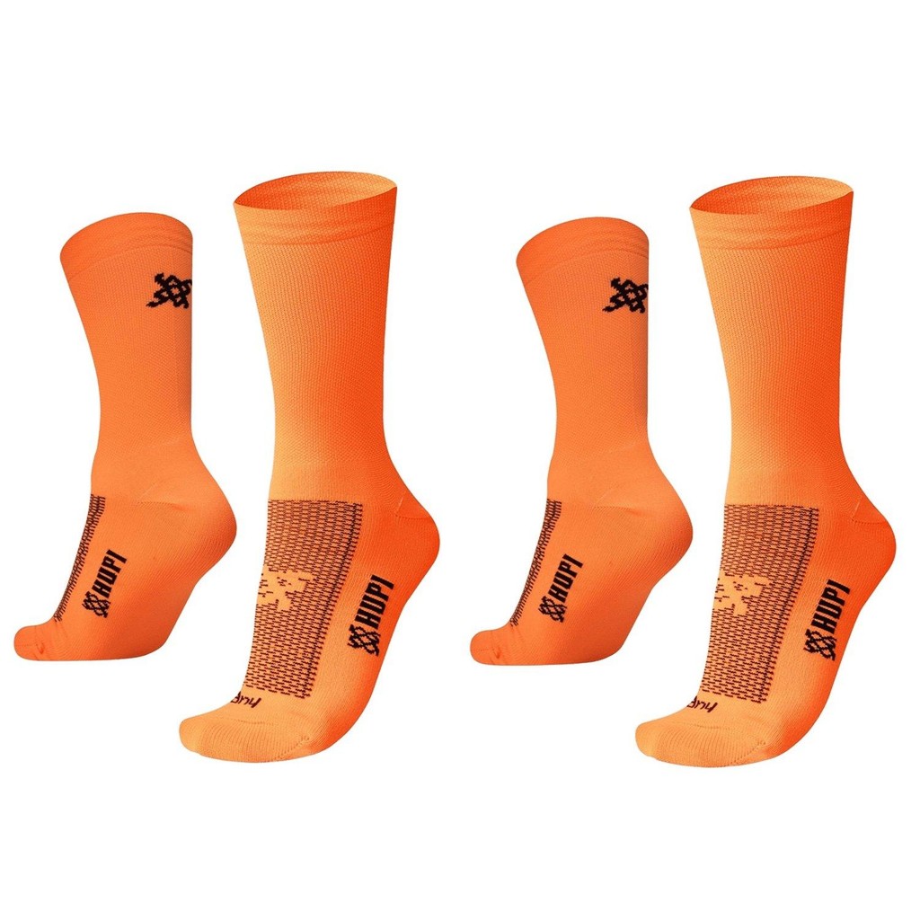 Kit 02 Pares Meia HUPI Corrida Bike Lisa Cano Médio, Tam 36-42