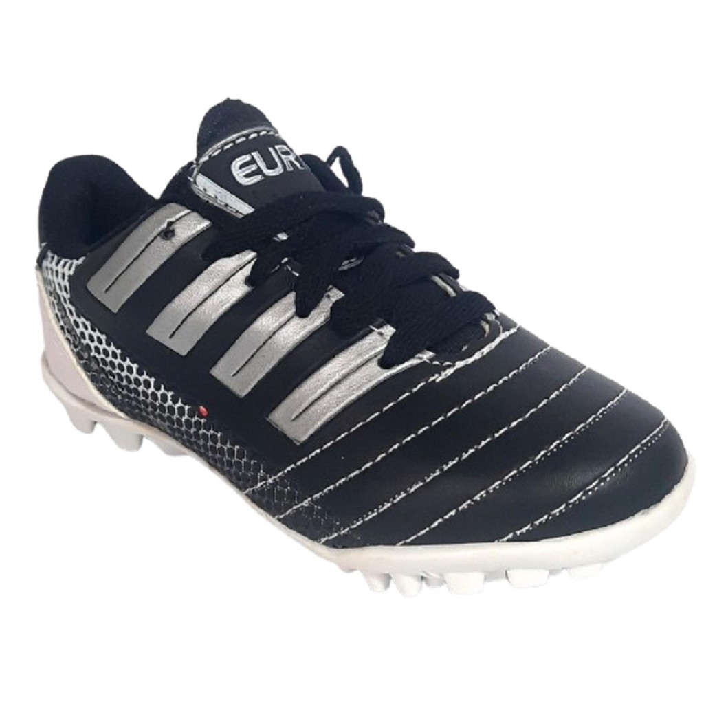 Chuteira Society Infantil Euro Soccer Unissex Preto + Branco (TAM. 28)