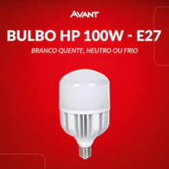 Lampada Led Bulbo Hp 100w 3000k, 4000k ou 6500k E27 110v/220v Bivolt Cod: 789611378-123 Avant