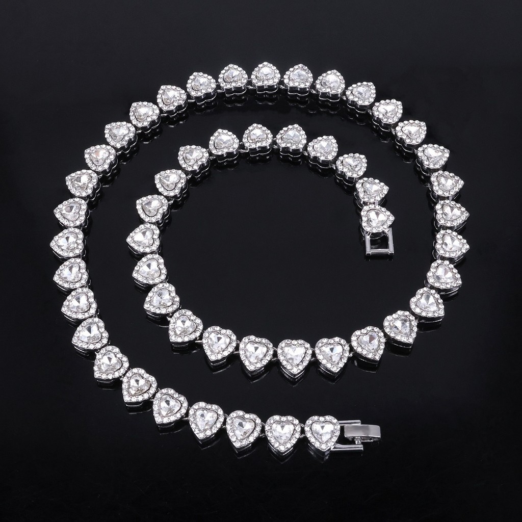 Detalhes do Colar Angel Coração Diamante Grande Luxo Corrente Zircão Hip Hop Cubano Masculino Feminino