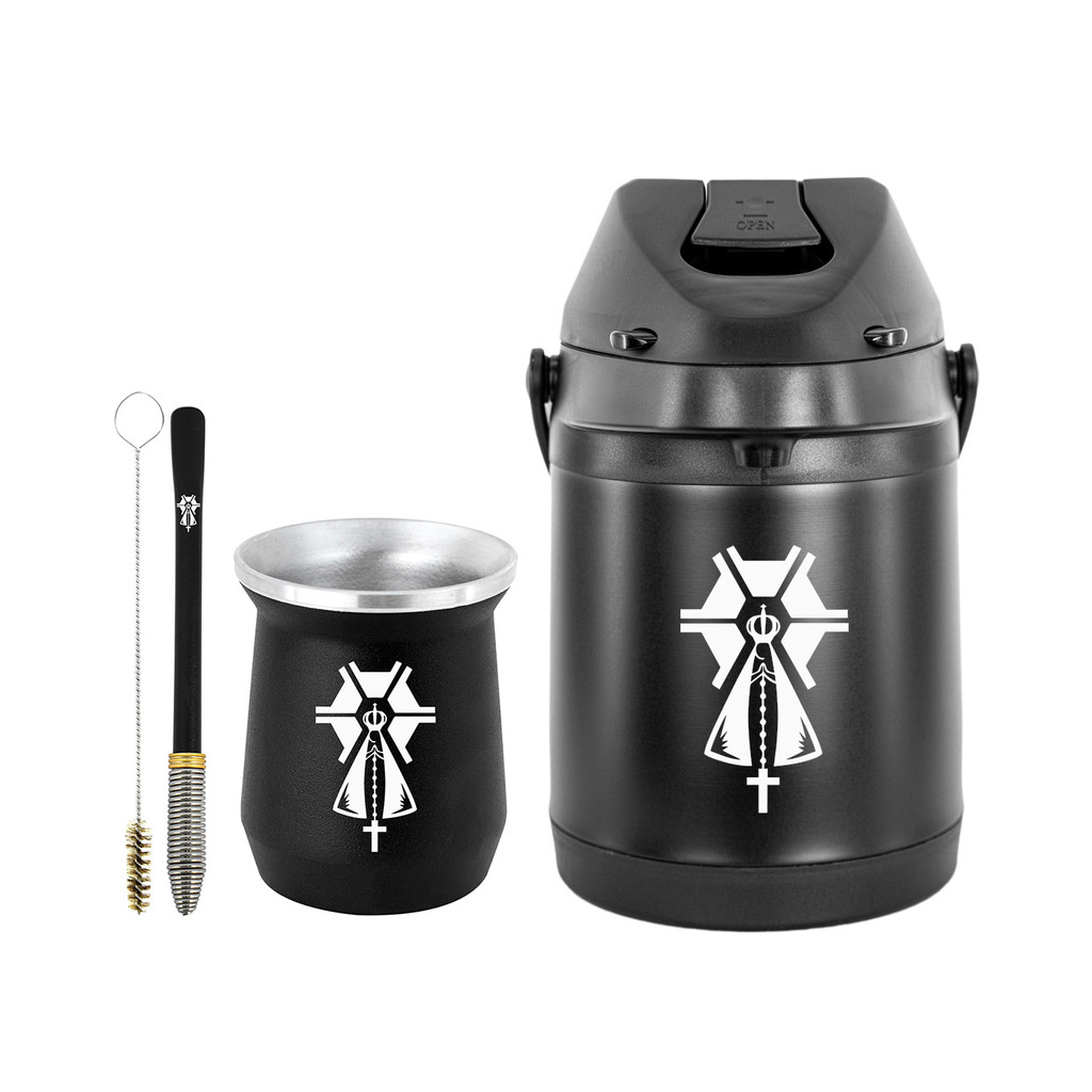 Kit Tereré Garrafa Preta Térmica 2.5l Bomba Mola Cônica Preta Copo Cuia Alumínio Preto em Oferta na Shopee