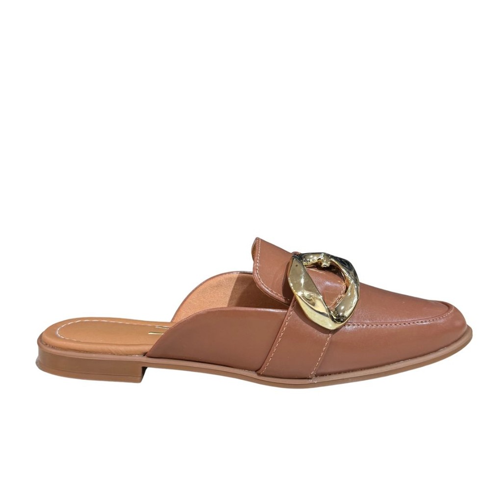 Mule Vizzano 1376.120 Feminino Dourado Confortável Mocca