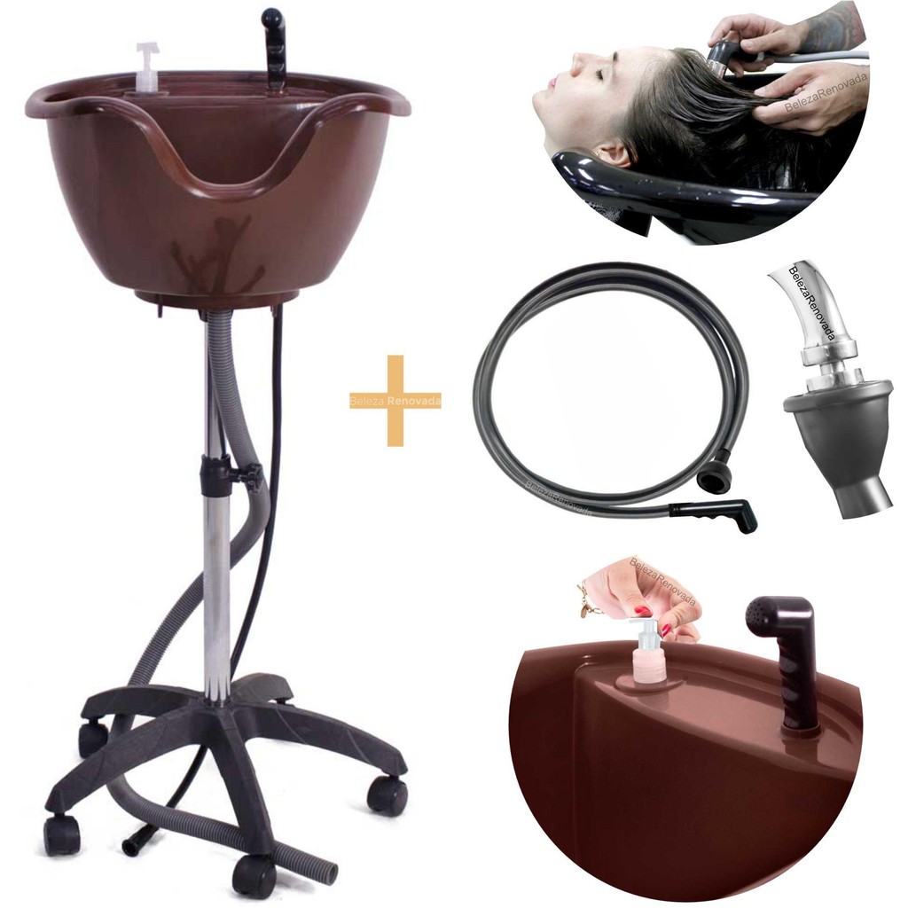 Lavatório Portátil salão  Cabeleireiro + Ducha com Rodinhas - Beauty