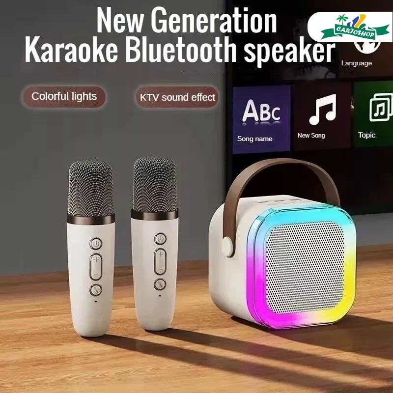 K12 Conjunto de áudio sem fio com microfone de karaokê, entretenimento doméstico, Mini alto-falante portátil Bluetooth
