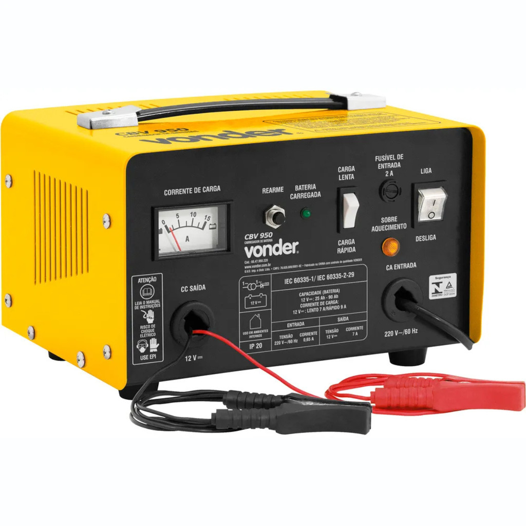 Carregador de Bateria de Carros Potente 12V 90Ah Vonder