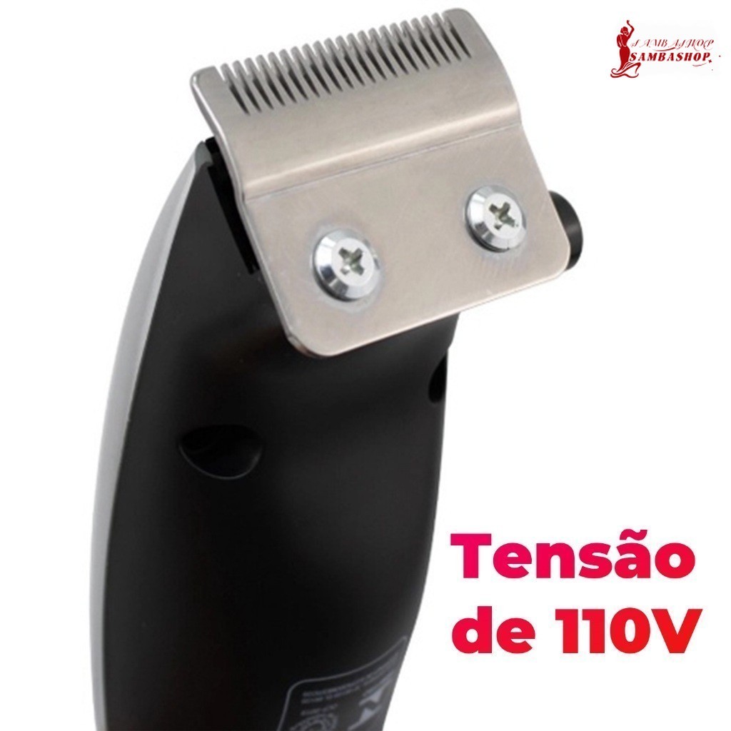 Máquina De Cortar Cabelo Barbeador Aparador Profissional Acabamento Barba 9 Peças Elétrico 110V
