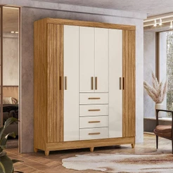 Guarda Roupa Solteiro Ambiente Aruba 6 Portas Freijó Off White - Moval