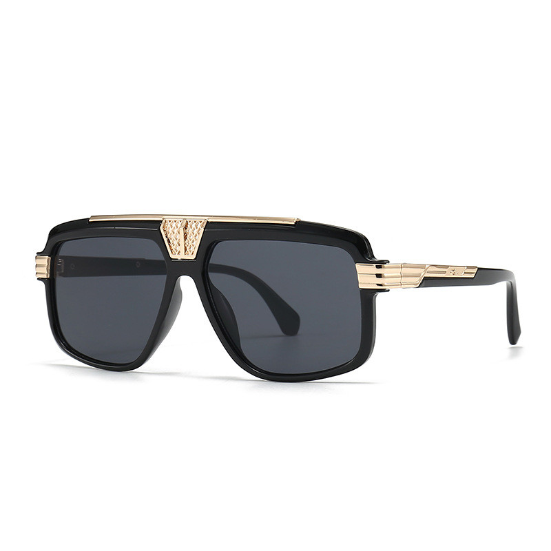Retro Quadrado Tamanho Grande Óculos De Sol Masculino Popular Preto Motorista Uv400 Espelho