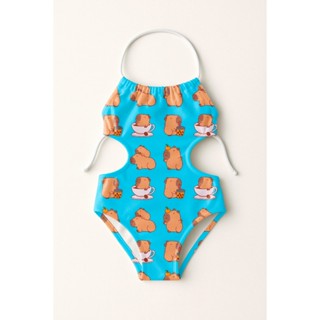 Maiô Infantil Frente Única Menina Feminino Moda Praia Natação Banho Estampas De Capivaras UV50+ em Oferta na Shopee