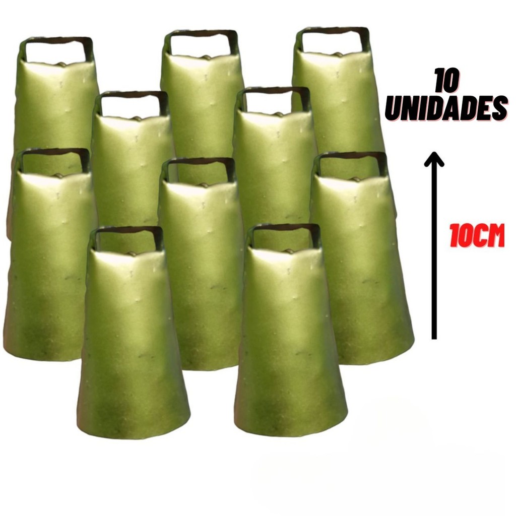 kit 10 Sino de latão Sincerro  Bode Cabritos Bezerros Garrotes Boi Vaca Touro pequeno 10cm