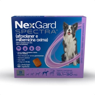 Nexgard Spectra Antipulgas  Carrapatos Vemífugo Para Cães 15,1 a 30kg  com 3 Tabletes em Oferta na Shopee