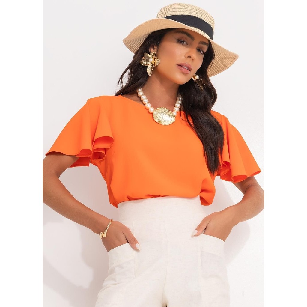 Blusa Alfaiataria Laranja Quintess