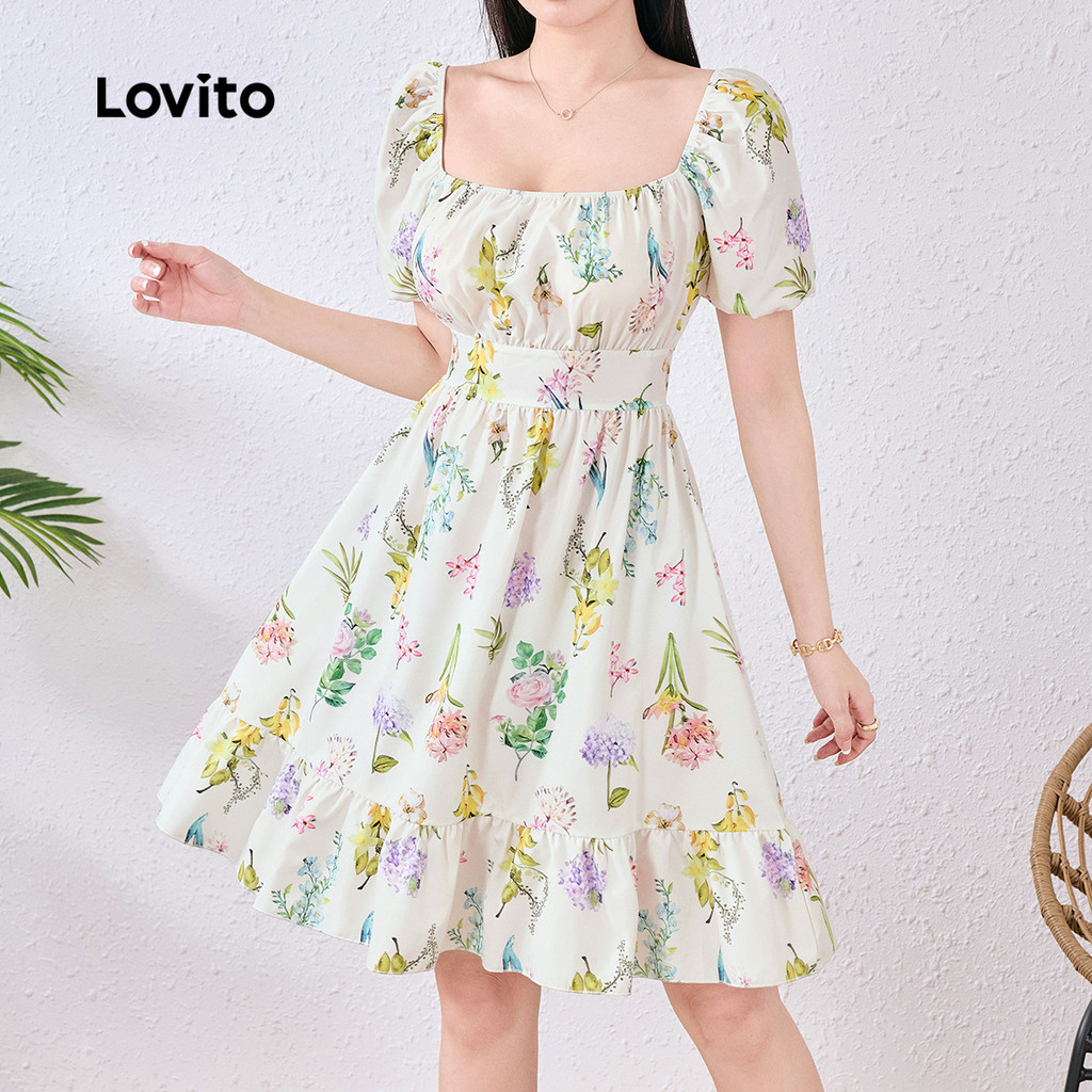 Lovito Vestido Elegante em Camadas com Boa Textura Vestido de Primavera/verão para Mulheres L137LD398 em Oferta na Shopee
