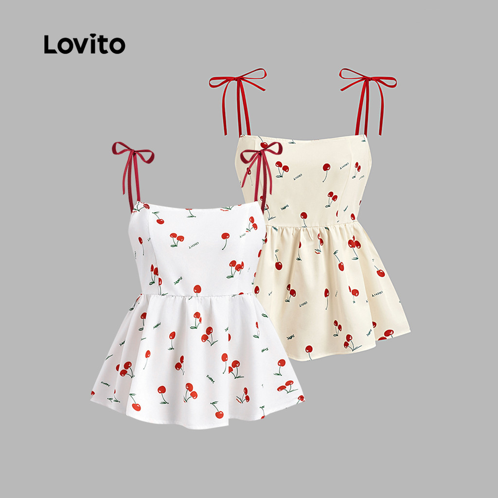 Lovito Top Fofo Ditsy Floral Lace Up Regata De Verão/Primavera Para Mulheres L125AD255 - Women Clothes