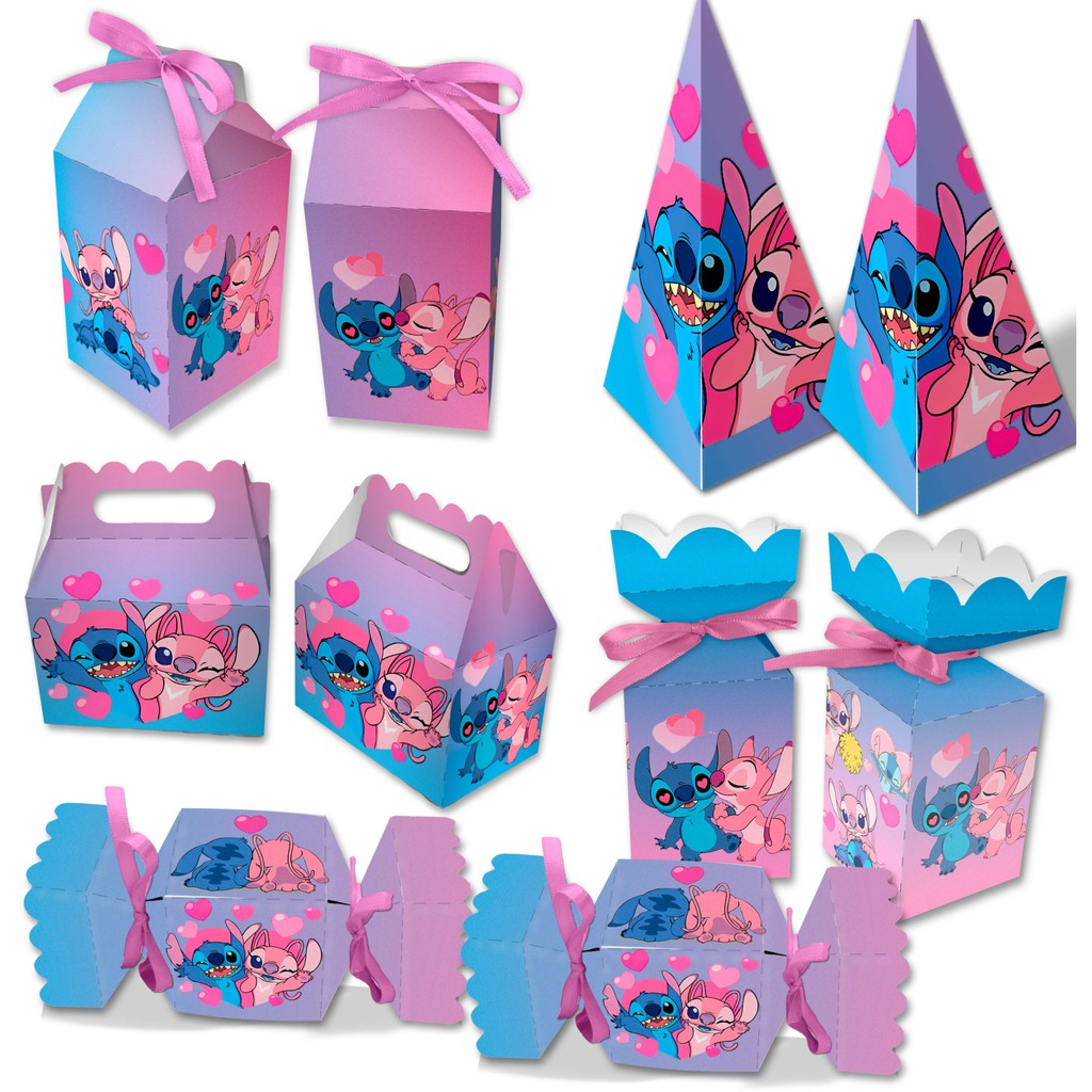 Kit Festa Infantil Lembrancinha Aniversario Stitch Angel Caixinhas em Oferta na Shopee