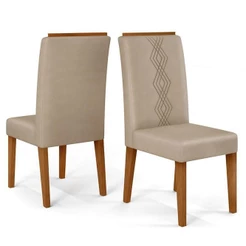 Cadeira Para Mesa De Jantar Yasmin Kit 2 Peças disponível em tonalidade Freijó Veludo Kraft - Dj Móveis