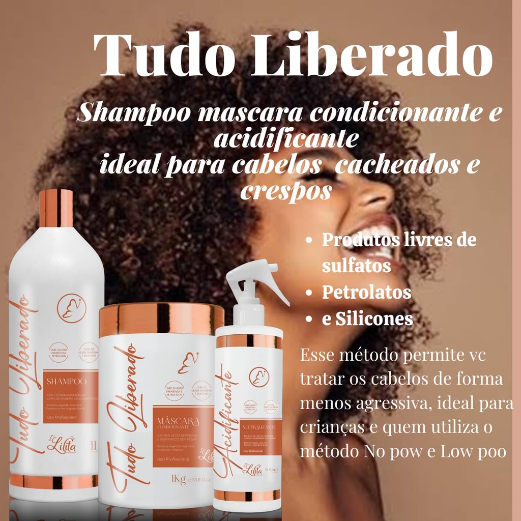 kit de cabelo Bomba de vitaminas shampoo e condicionador 1Litro + máscara de hidratação 1Kg Lilita