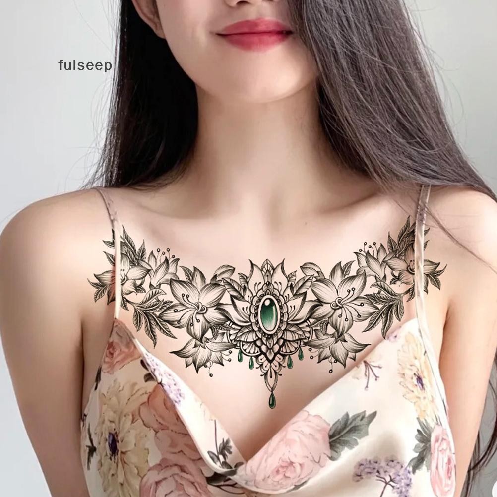 [fulseep] Grande Peito Cintura Ombro Volta À Prova Dwaterproof Água Tatuagem Temporária Adesivo Cruz Penas Espinhos Fals