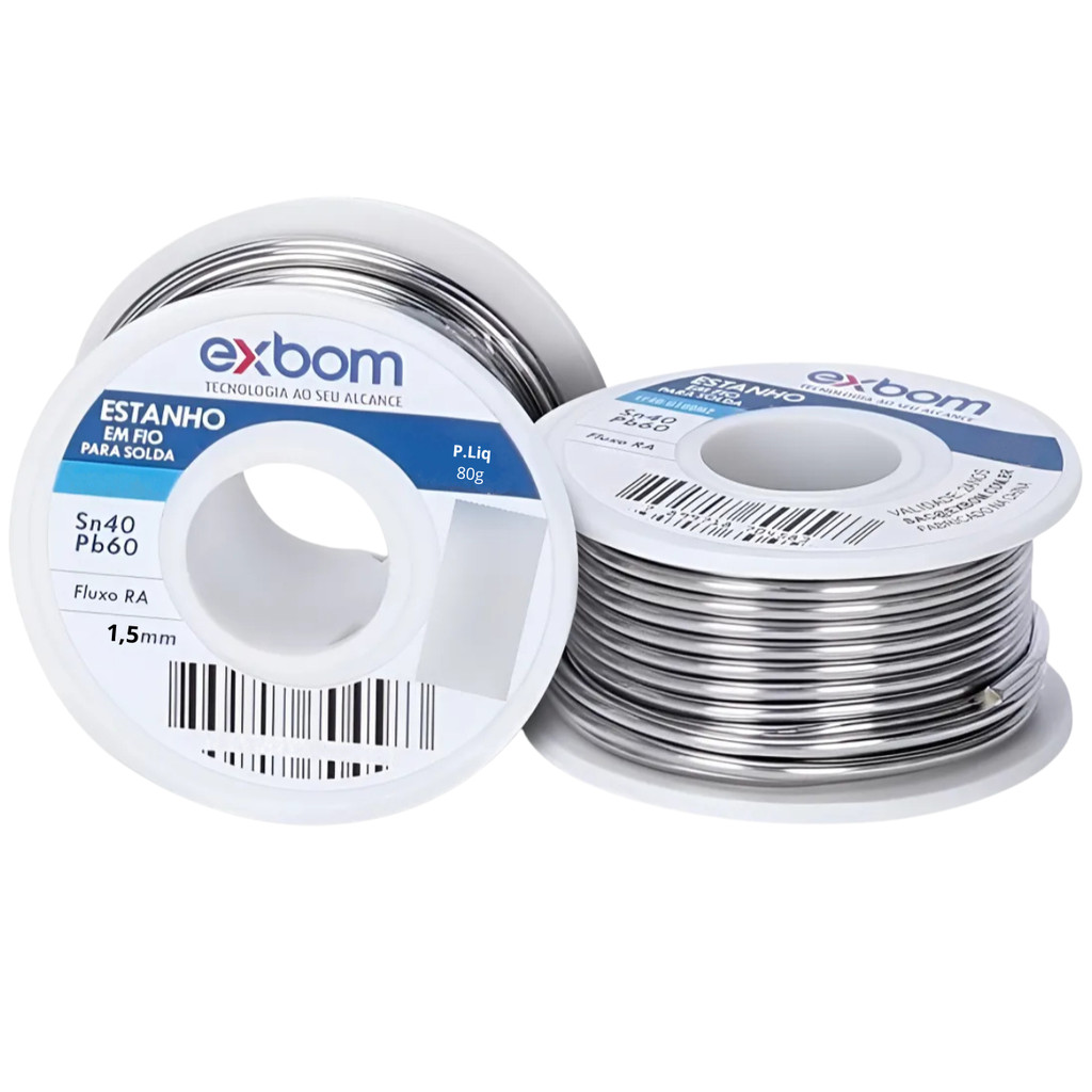 Solda Estanho Profissional 40x60 1,5mm C/ Fluxo 80g C/ Embalagem em Oferta na Shopee