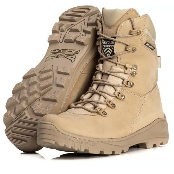 Bota Acero Tiger Coturno Tático Militar Trilha Motociclismo Proteção Couro Bege