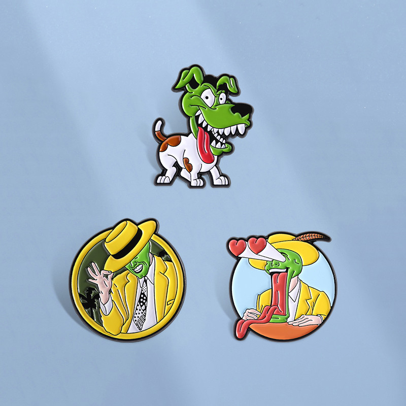 A Máscara Esmalte Pino Engraçado Dos Desenhos Animados Jim Carrey Milo O Cão Broche Lapela Emblemas Mochila Acessórios P em Oferta na Shopee