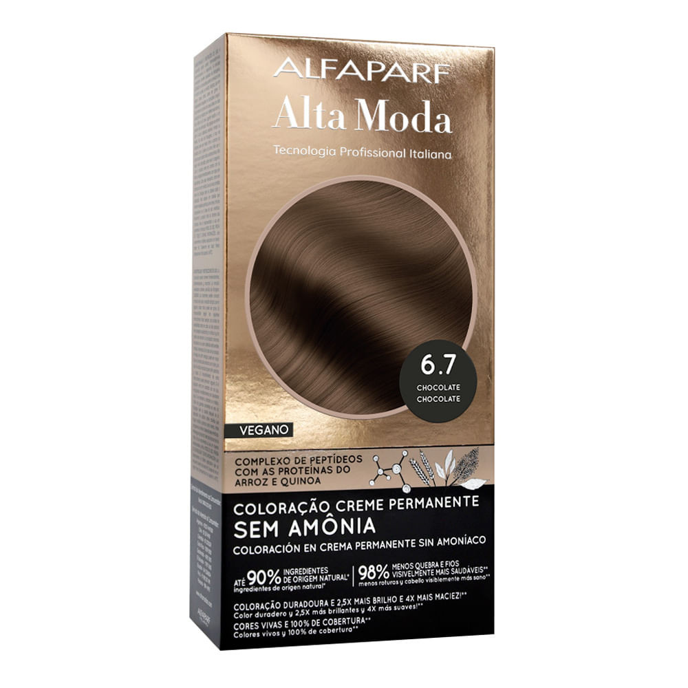 Coloração Creme Permanente Alfaparf Alta Moda Vegano Sem Amônia 6.7 Chocolate - Beauty
