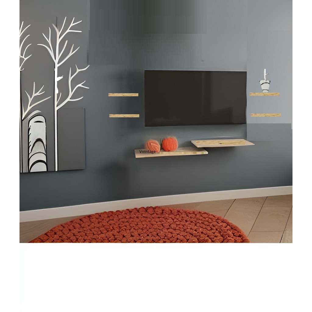 Rack Suspenso em Pinus Maciço Para Quartos e salas com 6 Prateleiras Para Tv de 60 50 42 e 32 Polegadas