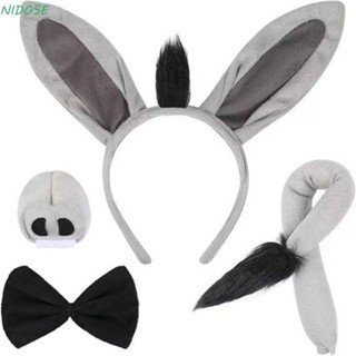Conjunto De Fantasia De Burro NIDOSE 4 Peças , Faixa De Cabeça De Nariz De Cauda De Animal , Gravata Borboleta Engraçada em Oferta na Shopee