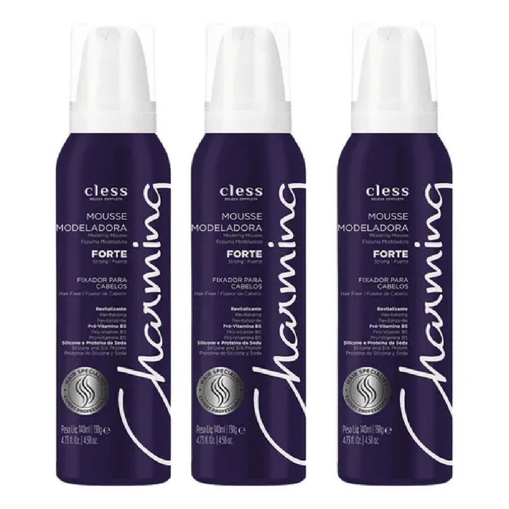 Cless Charming Mousse Modeladora Forte 140ml Kit 3un