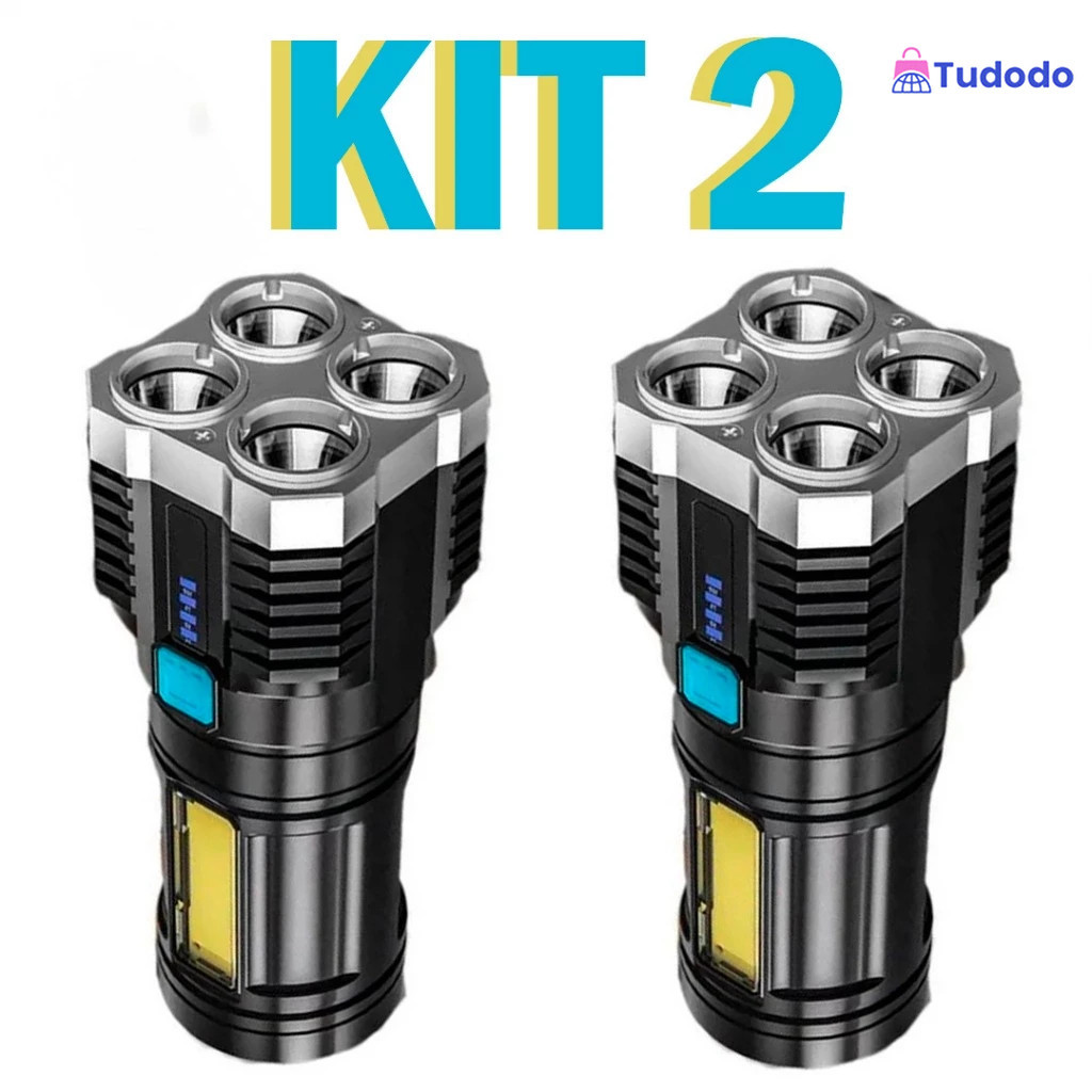 Novo Lanterna Led Prova Dágua 4 Núcleos Potente Usb Recarregável em Oferta na Shopee
