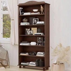 Estante Livreiro 85cm Com Prateleiras Pé Madeira Rubia Café F07 - Mpozenato