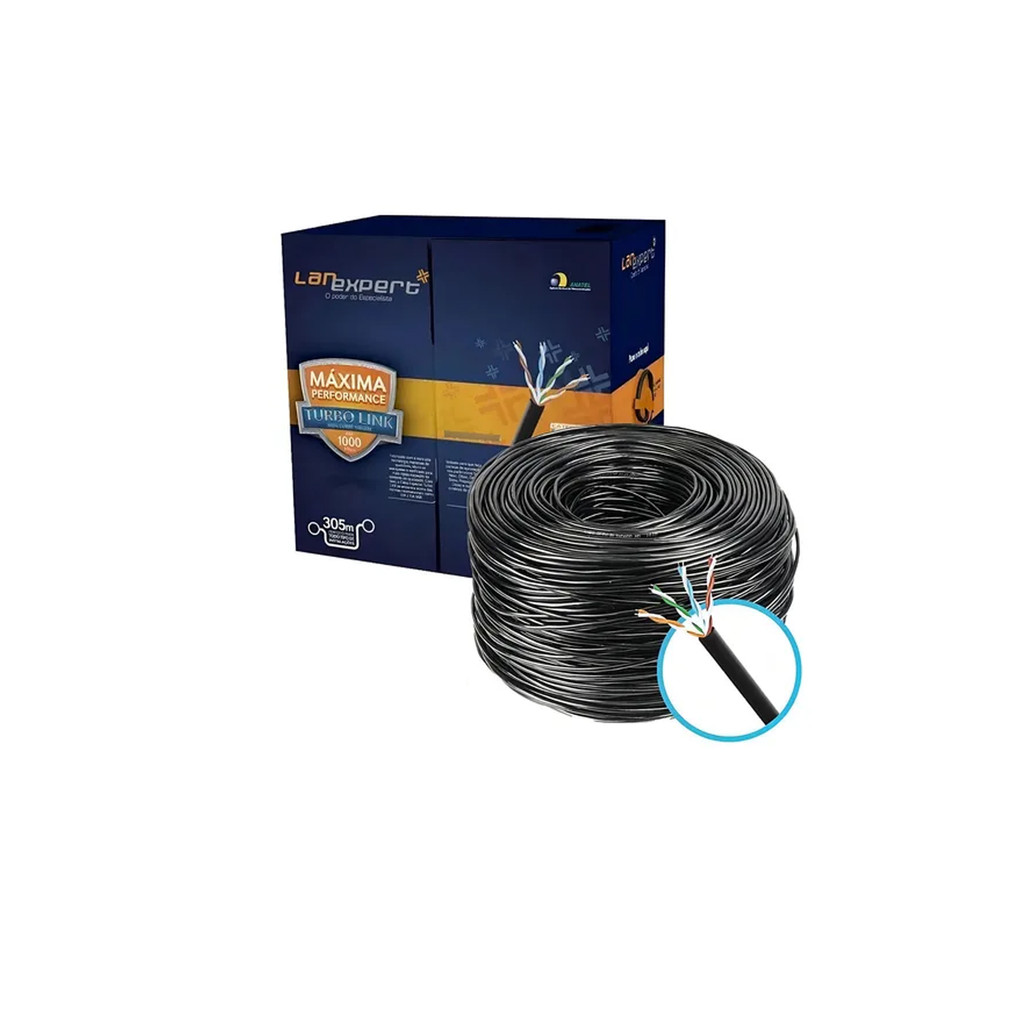 Cabo Rede Lan Expert Turbo Link Cat5e Preto 305m 100% Cobre