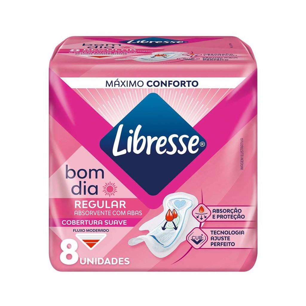 Absorvente com Abas Ultrafino Bom Dia Libresse 8 unidades em Oferta na Shopee